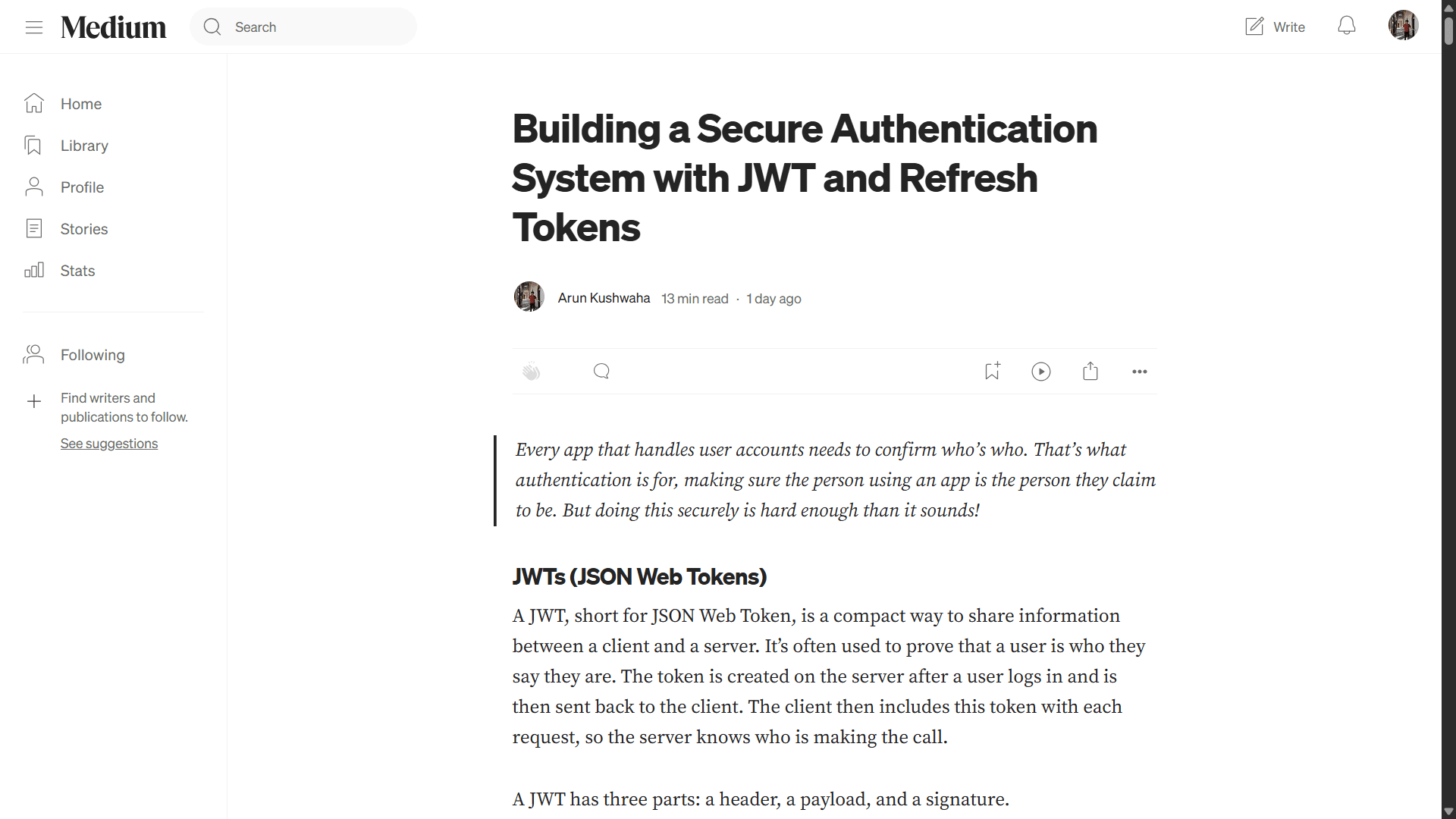 Building a Secure Authentication System with JWT and Refresh Tokens